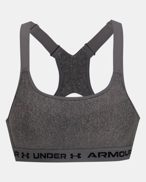 Women's Armour® High Crossback Heather Sports Bra, Gray, pdpMainDesktop image number 10